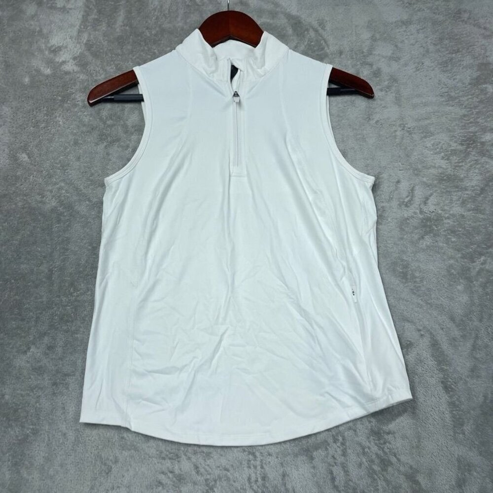 Mondetta White Sleeveless Zip-Up Vest XS Recycled Nylon Blend d0029